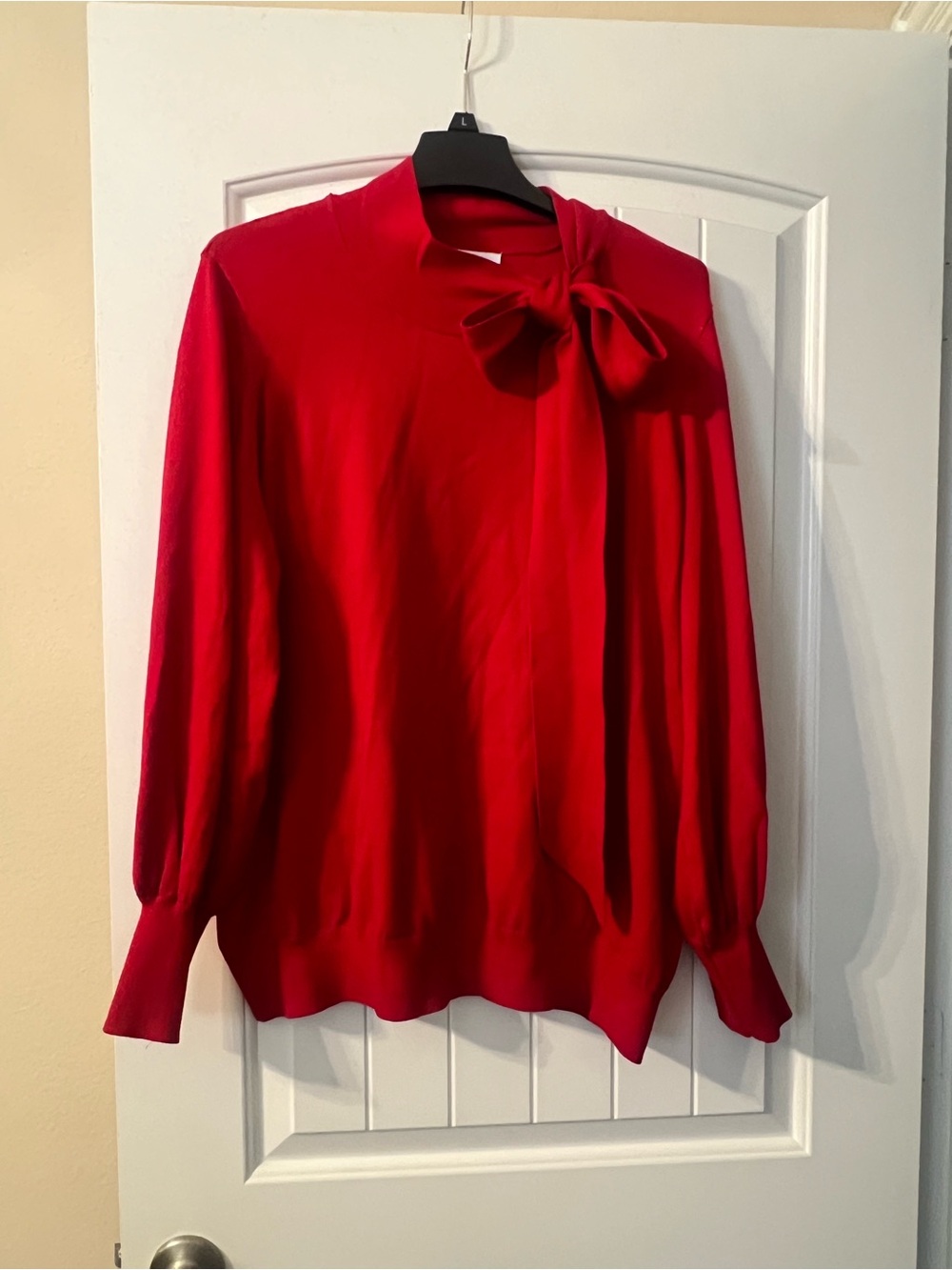 Liz Claiborne Red Bow-Neck Long Sleeve Blouse